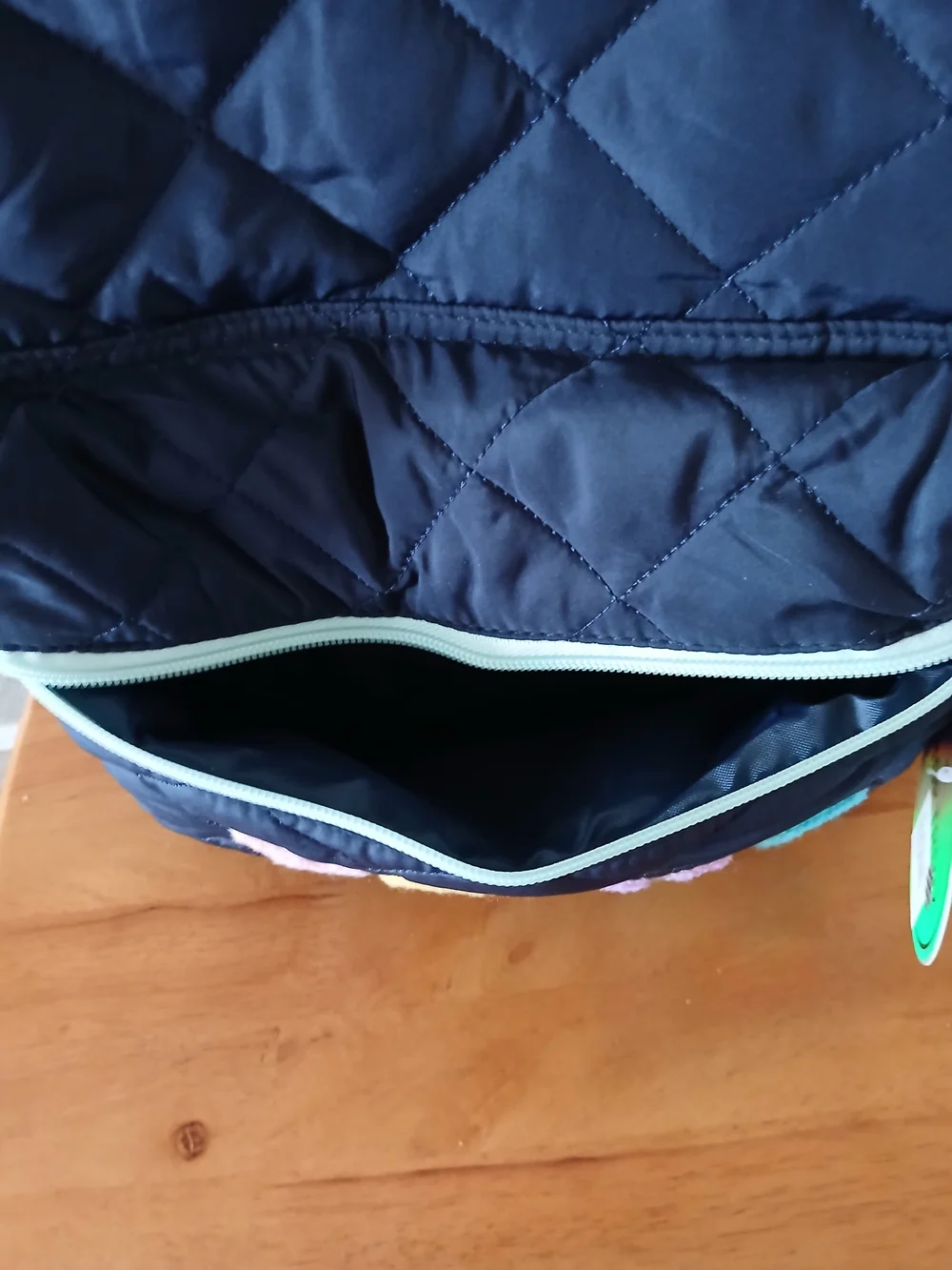 Kids Navy Quilted Backpack with Colorful LOVE Patch